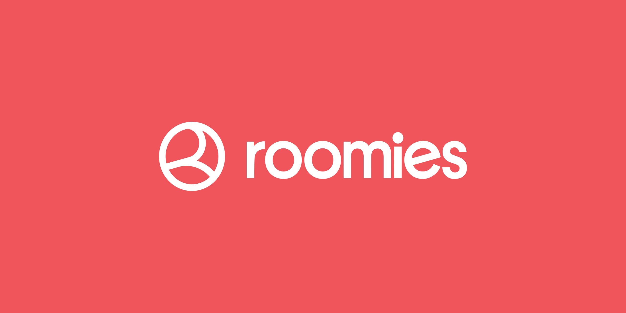 The Roomies logo in white on a coral background