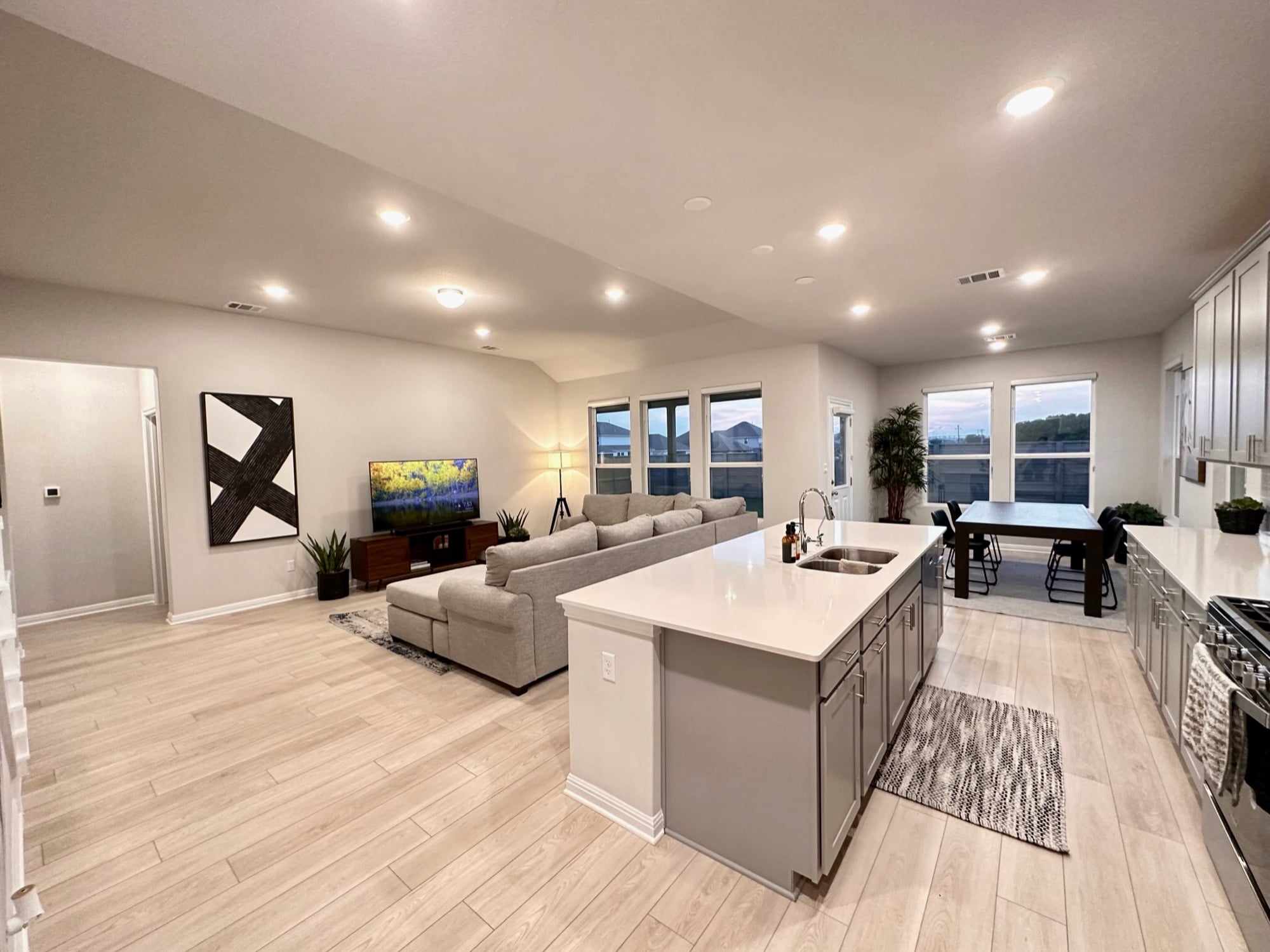 Open living area and kitchen at Chapala
