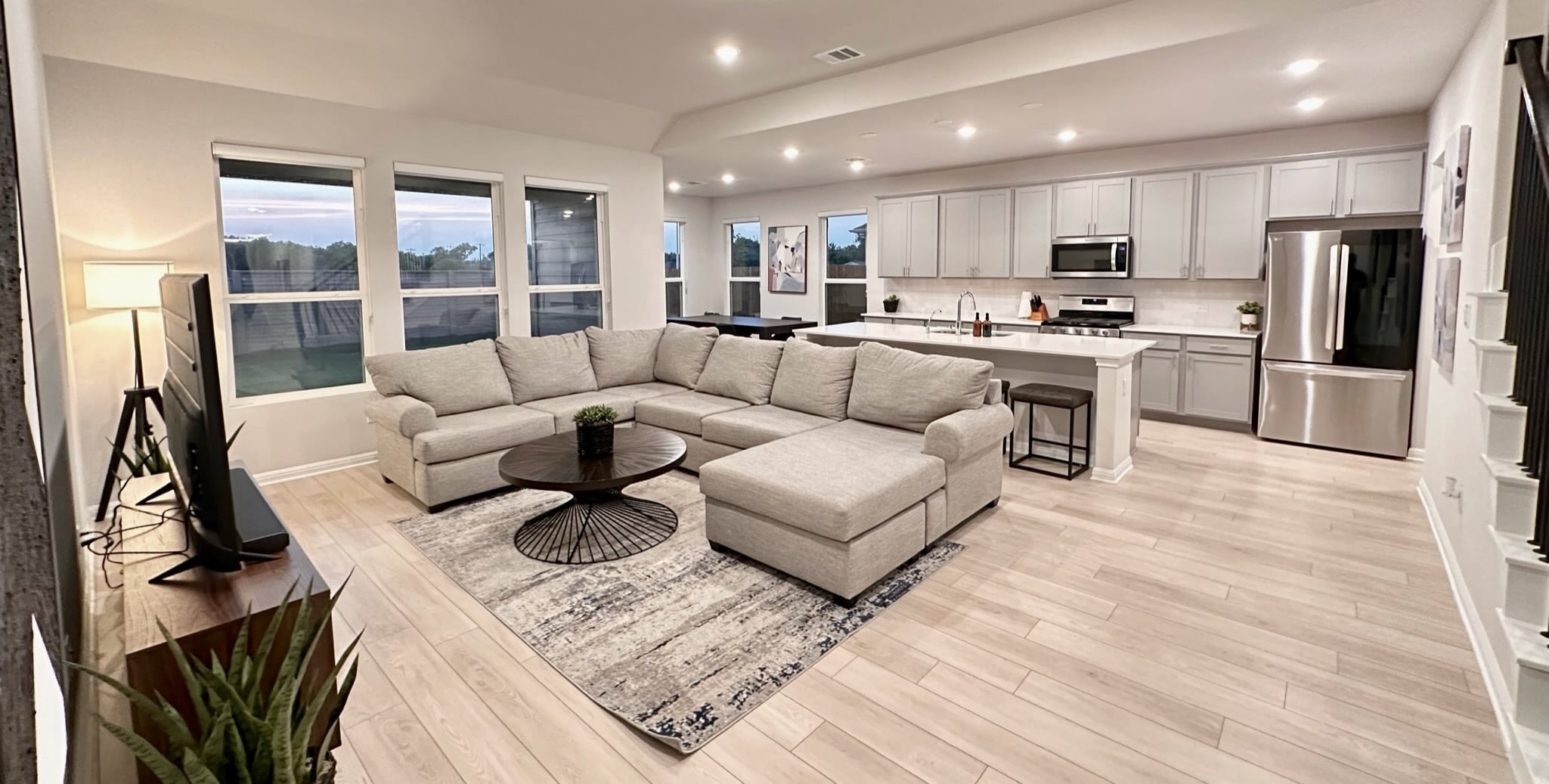 Furnished shared living room in an Amsoo Properties home in Manor, TX